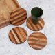 Circle Shaped Handmade Wooden Coasters for Decor - Pack of 4
